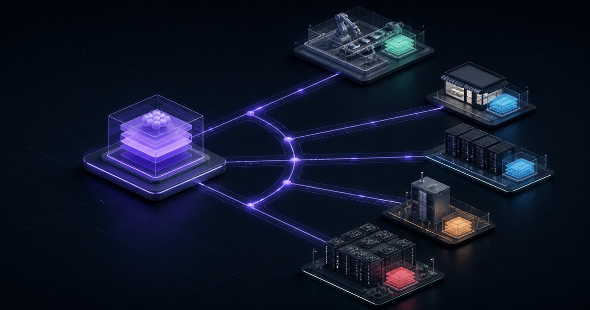 One AI workload expanding through a shared rollout path into five different customer environments